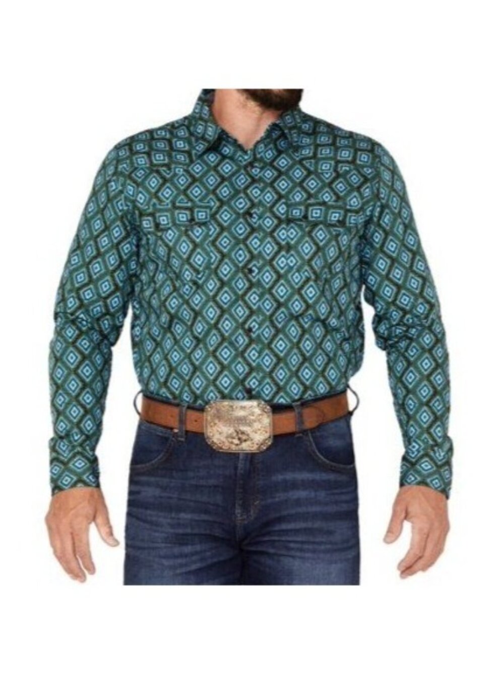 NWT Cody James Western Shirt XL Tavern Geo Print Long Sleeve Pearl Snap Mens